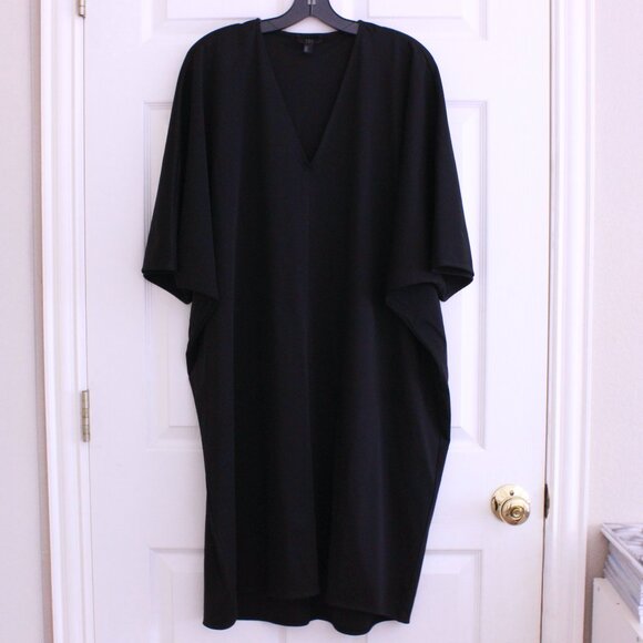 COS Oversized 100% Cotton Black V-Neck Relaxed Dress - Picture 2 of 10